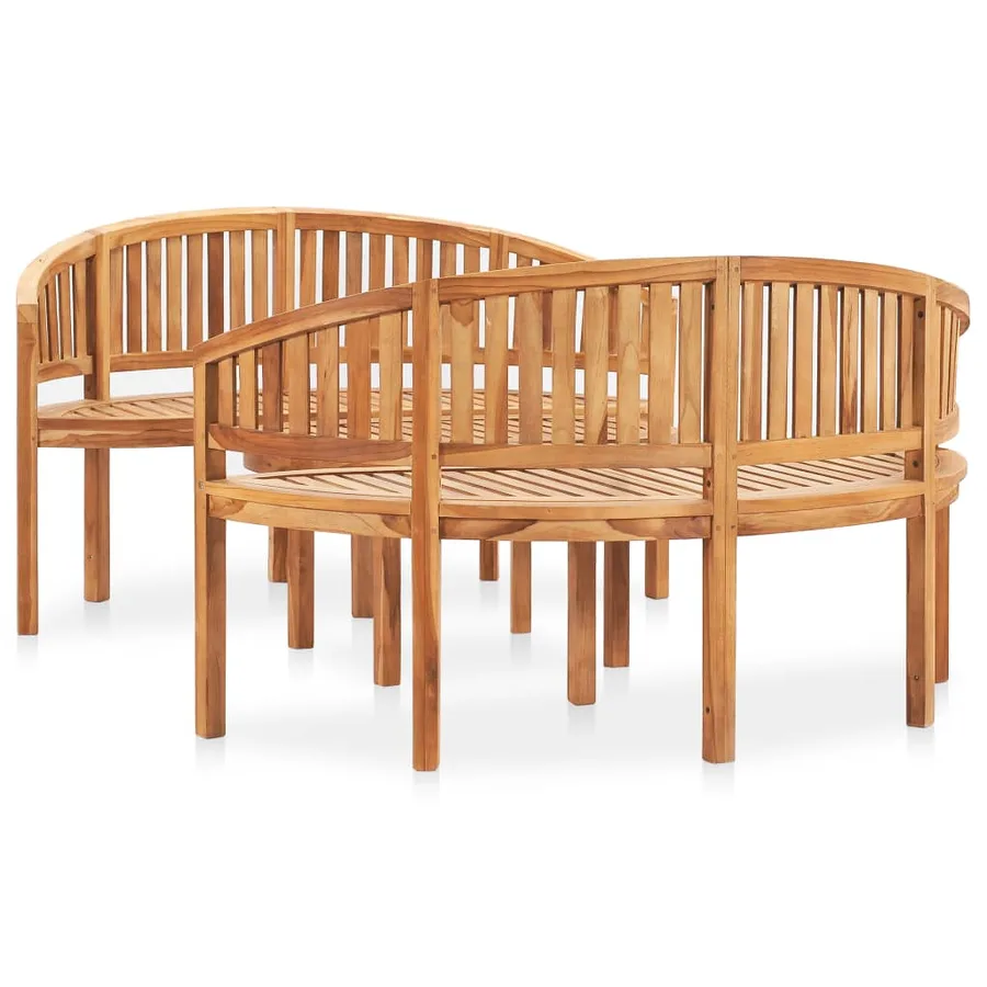 Salon de jardin 3 pcs en forme de banane Bois de teck solide - 2