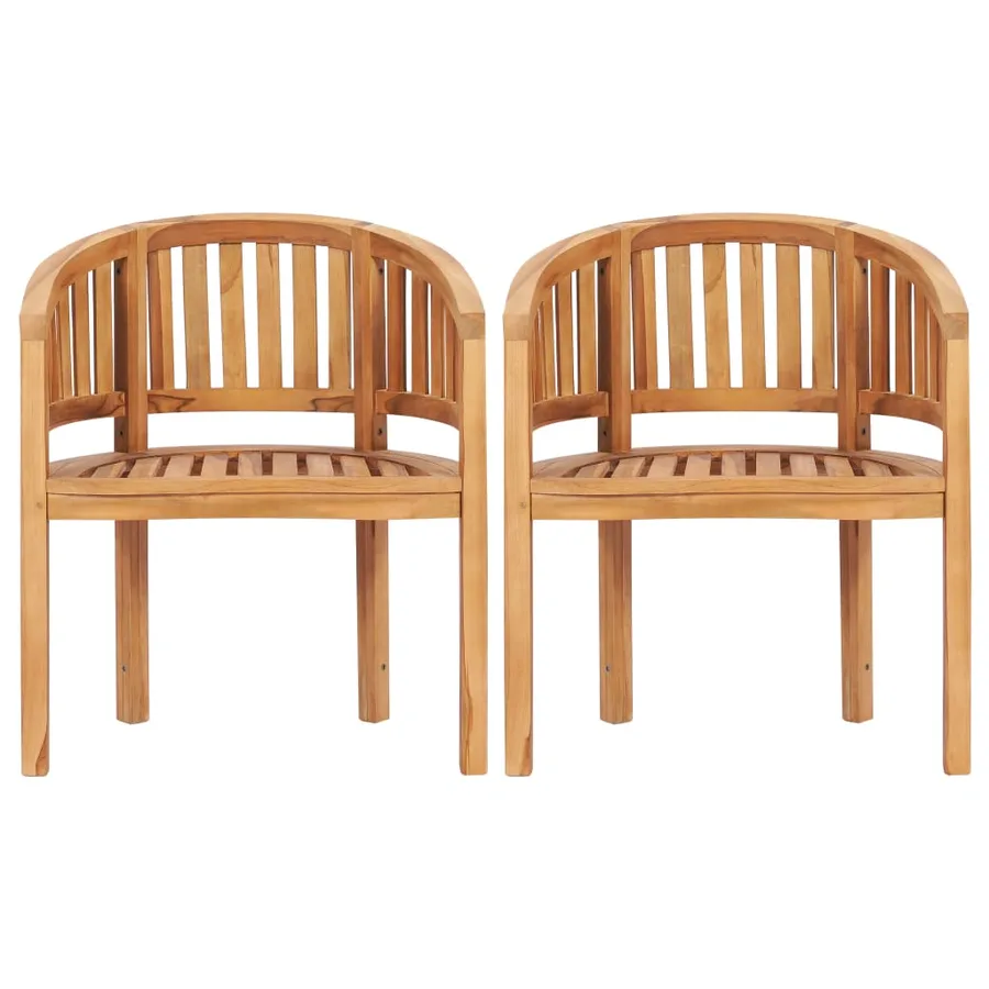 Salon de jardin 5 pcs en forme de banane Bois de teck solide - 5