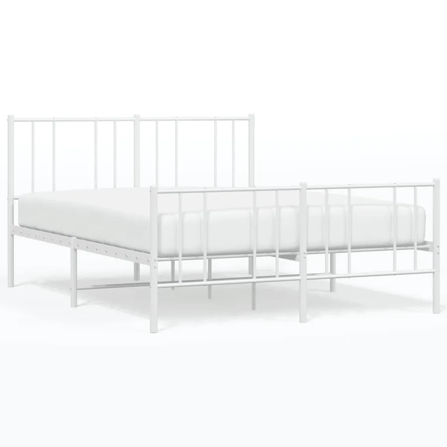 Cadre de lit métal sans matelas et pied de lit blanc 120x190 cm - 2