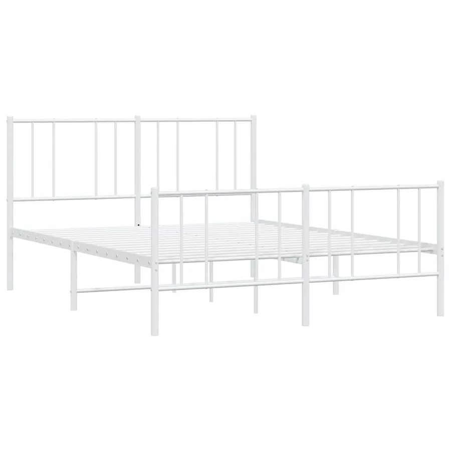 Cadre de lit métal sans matelas et pied de lit blanc 120x190 cm - 3