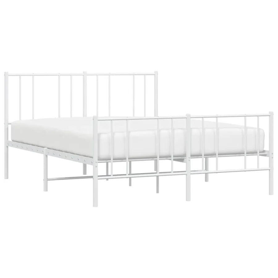 Cadre de lit métal sans matelas et pied de lit blanc 120x190 cm - 5