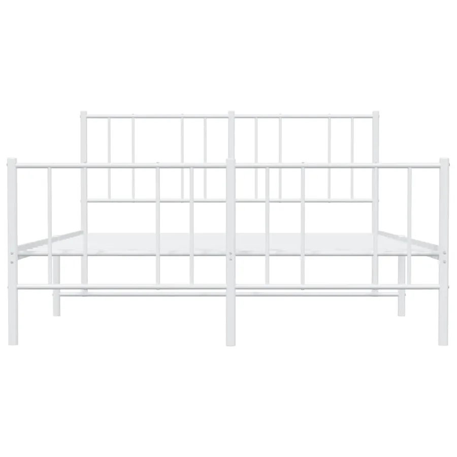 Cadre de lit métal sans matelas et pied de lit blanc 120x190 cm - 6