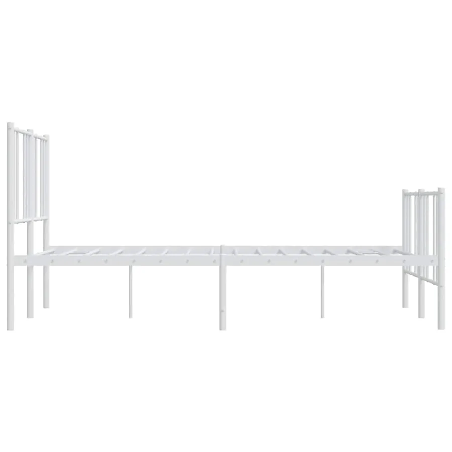 Cadre de lit métal sans matelas et pied de lit blanc 120x190 cm - 7