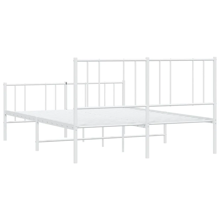 Cadre de lit métal sans matelas et pied de lit blanc 120x190 cm - 8