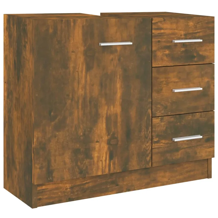 Armoire de lavabo Chêne fumé 63x30x54 cm Bois d'ingénierie - 2