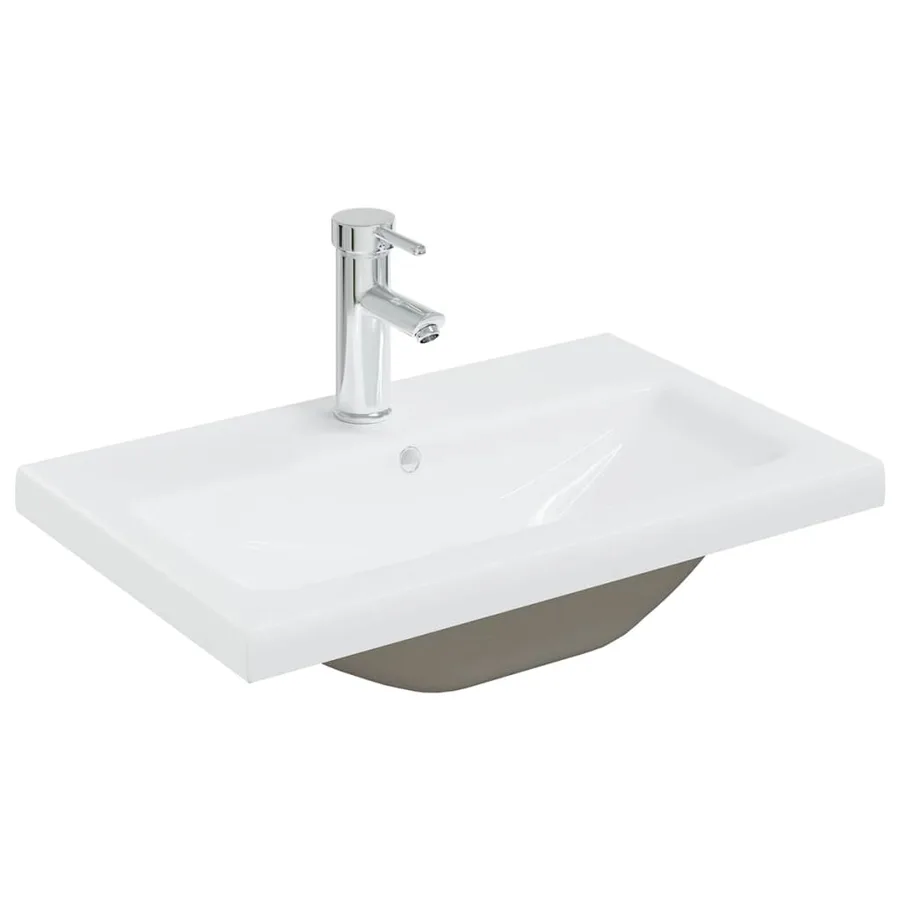 Armoire d'évier avec lavabo intégré blanc bois d'ingénierie - 11