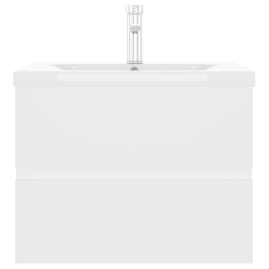 Armoire d'évier avec lavabo intégré blanc bois d'ingénierie - 4