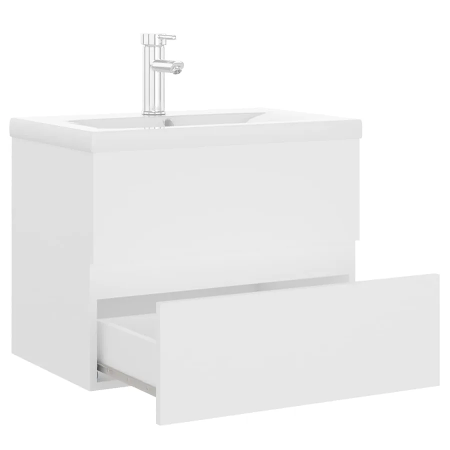Armoire d'évier avec lavabo intégré blanc bois d'ingénierie - 6