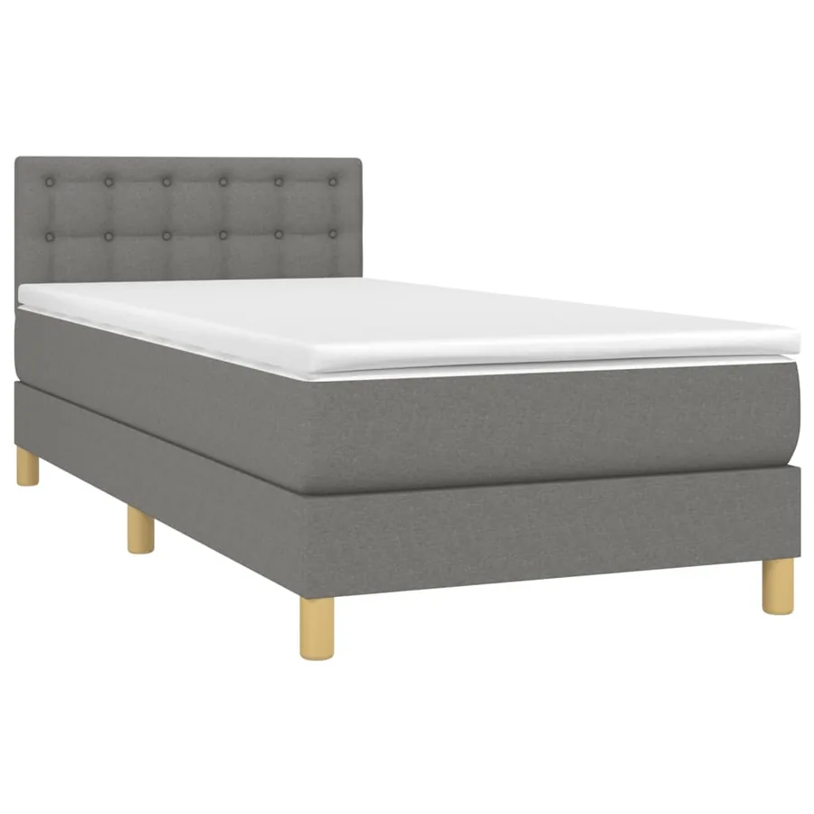 Sommier à lattes de lit avec matelas et LED Gris foncé 80x200cm - 3