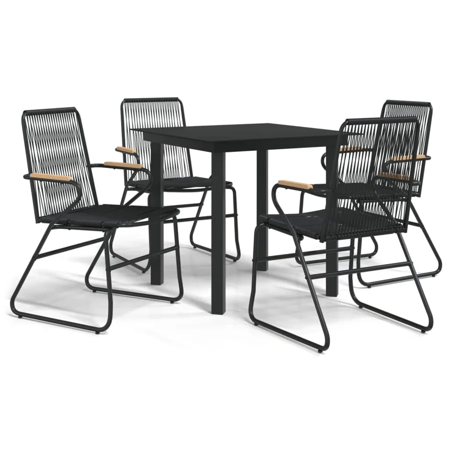 Ensemble à manger de jardin 5 pcs Noir Rotin PVC - 2