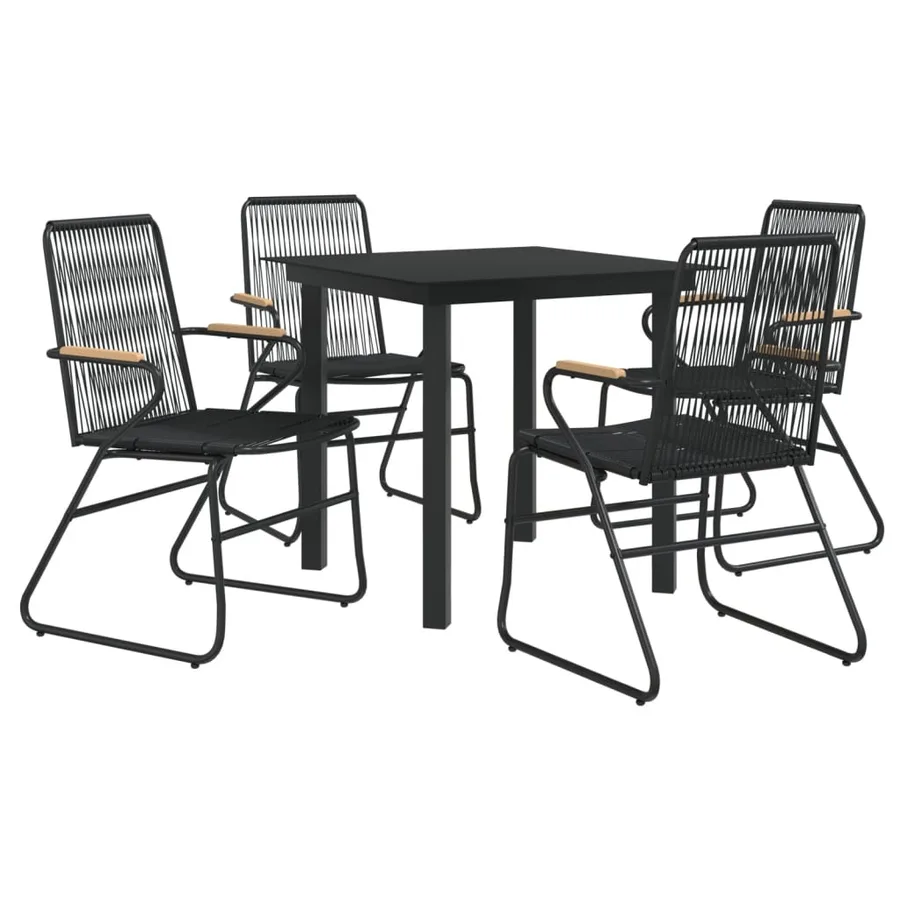 Ensemble à manger de jardin 5 pcs Noir Rotin PVC - 3
