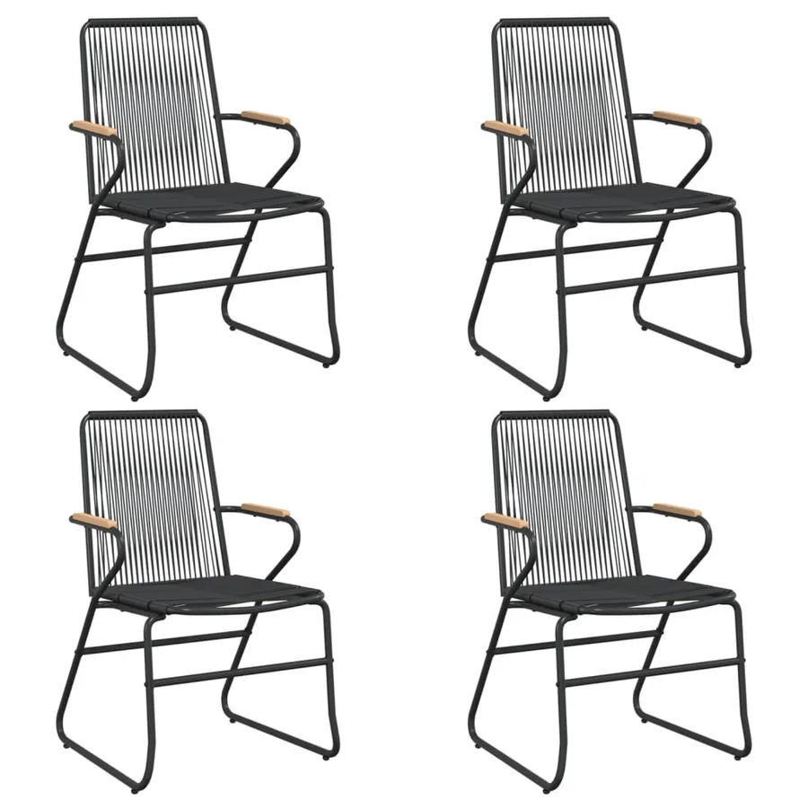 Ensemble à manger de jardin 5 pcs Noir Rotin PVC - 4