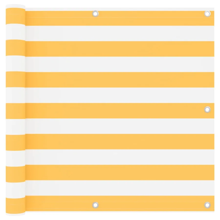 Écran de balcon Blanc et jaune 90x400 cm Tissu Oxford