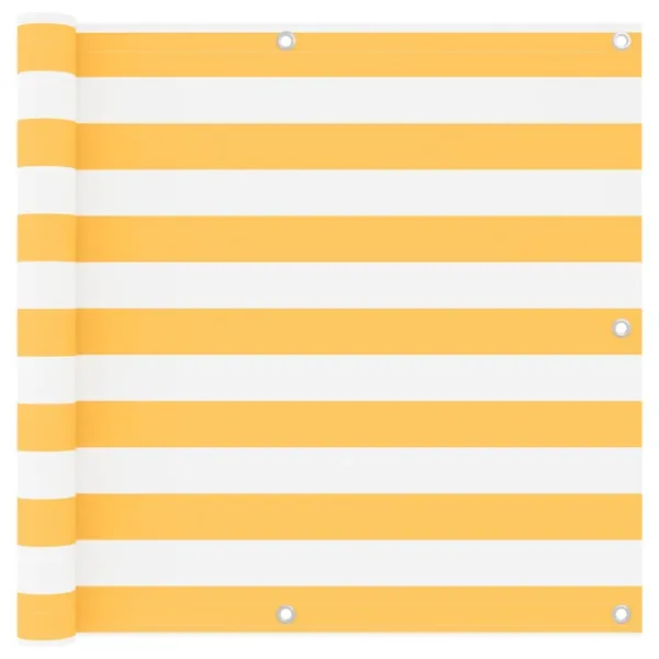Écran de balcon Blanc et jaune 90x400 cm Tissu Oxford