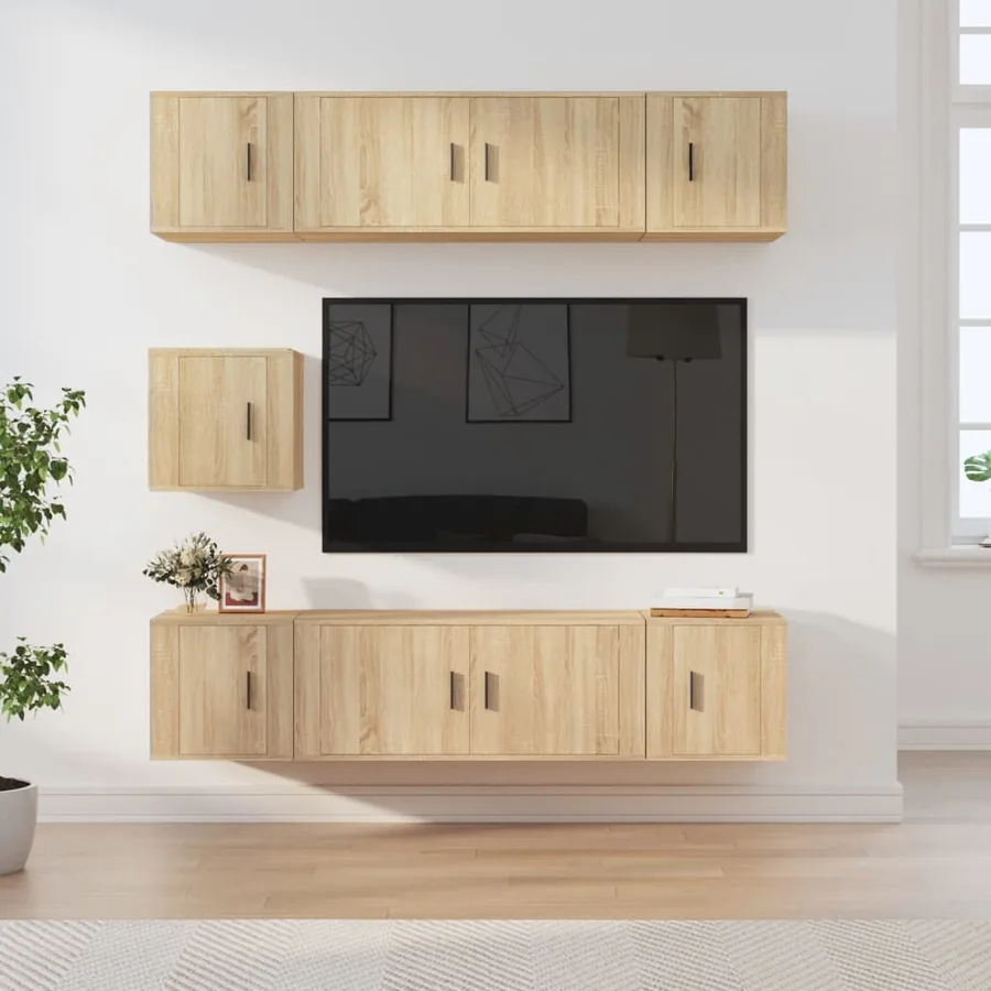 Ensemble de meubles TV 7 pcs Chêne sonoma Bois d'ingénierie