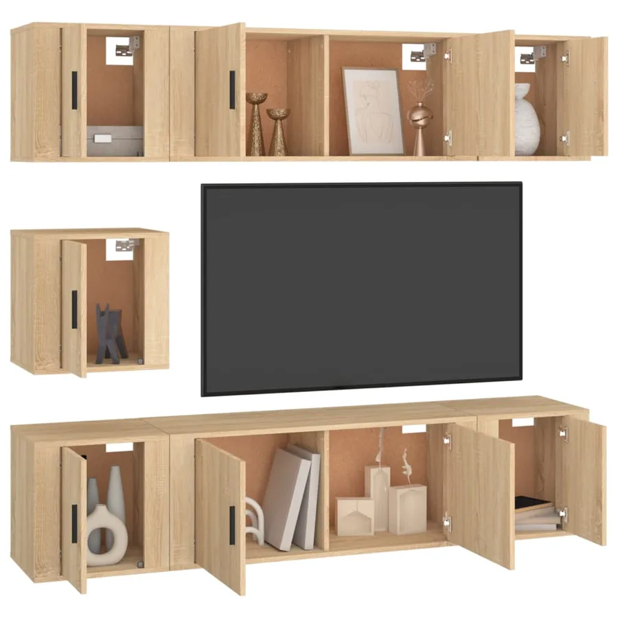 Ensemble de meubles TV 7 pcs Chêne sonoma Bois d'ingénierie - 3
