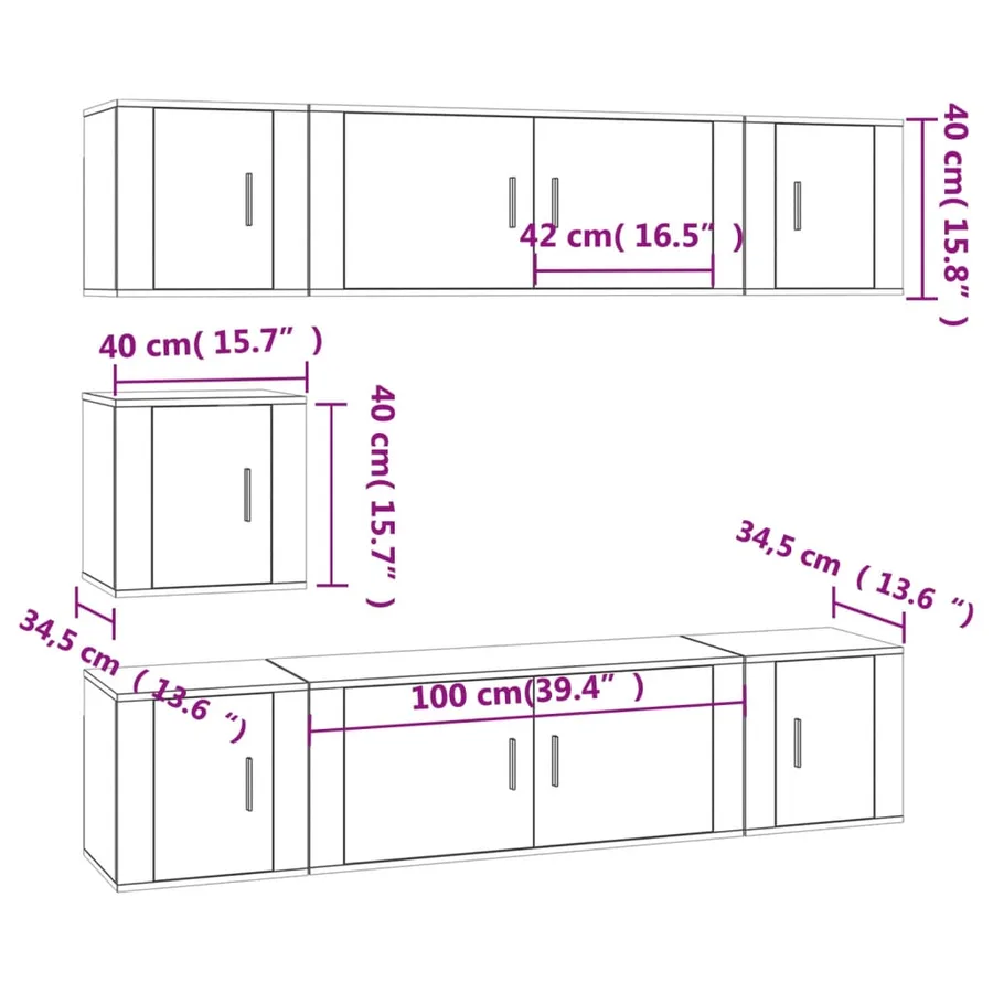 Ensemble de meubles TV 7 pcs Chêne sonoma Bois d'ingénierie - 7