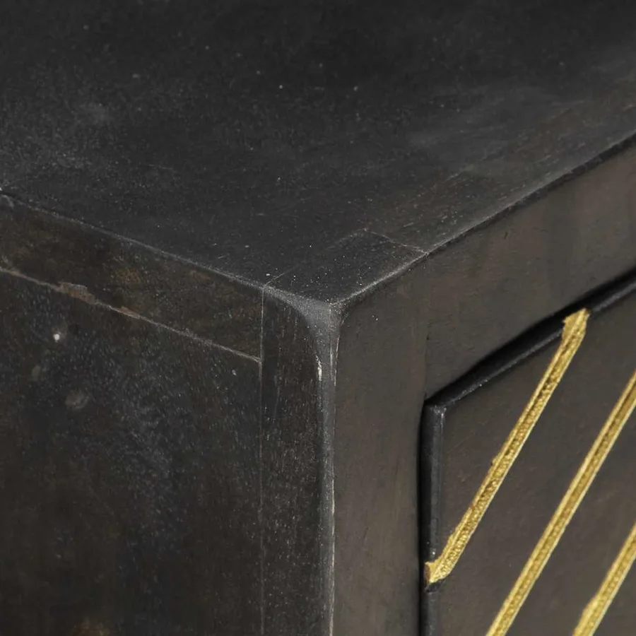Table console Noir et doré 90x30x75 cm Bois de manguier massif - 3