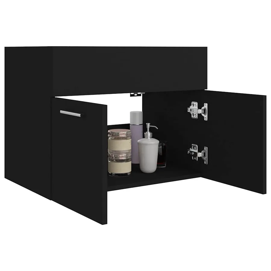 Armoire d'évier Noir 60x38,5x46 cm Bois d’ingénierie - 4