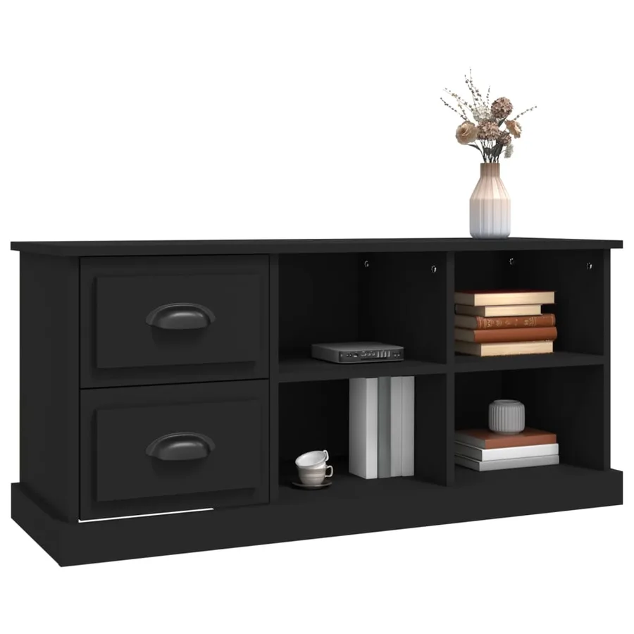 Meuble TV noir 102x35,5x47,5 cm bois d'ingénierie - 4