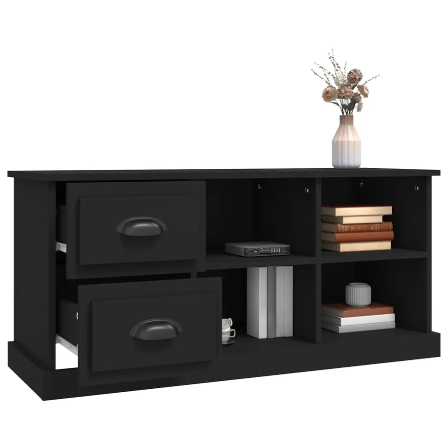 Meuble TV noir 102x35,5x47,5 cm bois d'ingénierie - 5