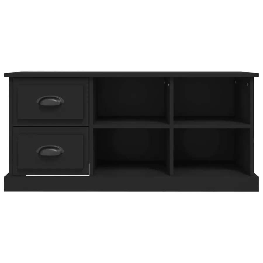 Meuble TV noir 102x35,5x47,5 cm bois d'ingénierie - 6