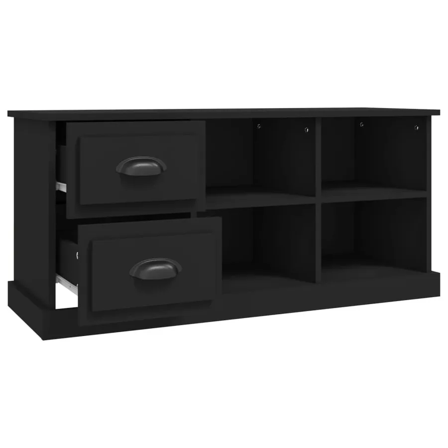 Meuble TV noir 102x35,5x47,5 cm bois d'ingénierie - 7