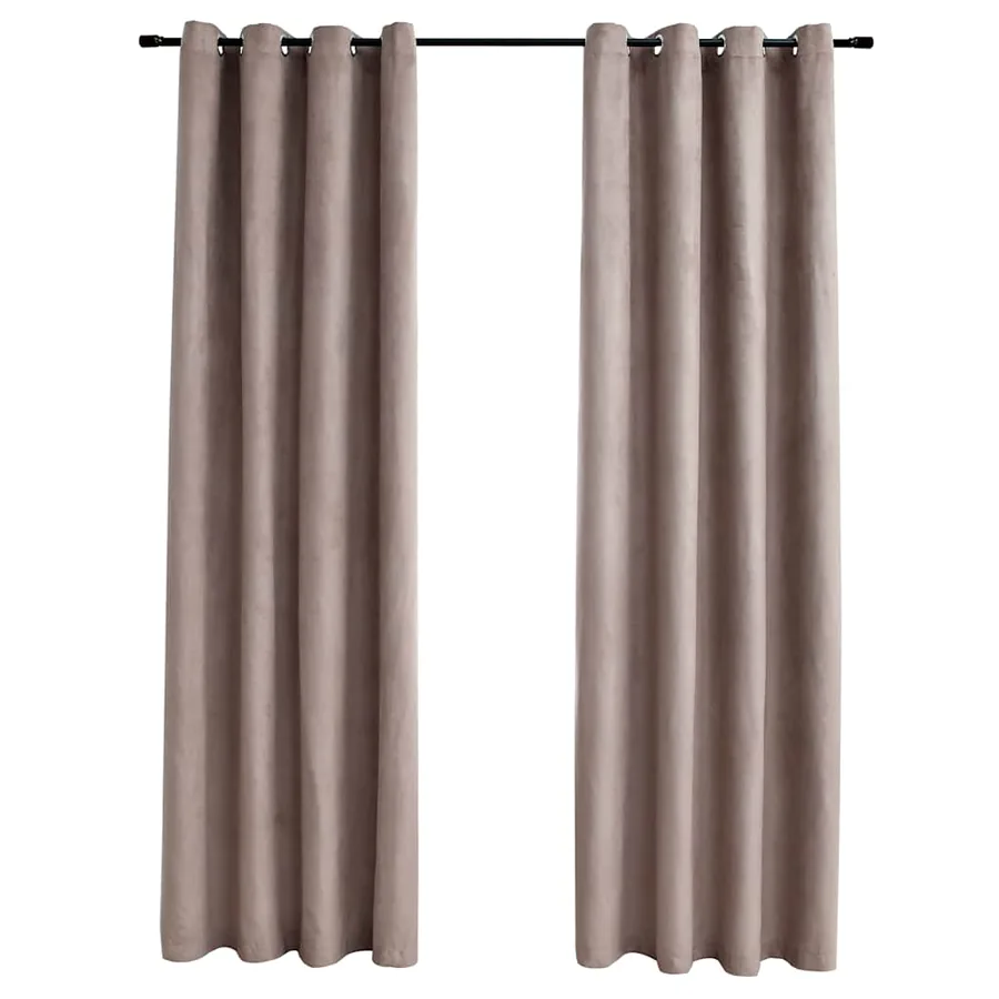 Rideaux occultants avec anneaux en métal 2 pcs Taupe 140x245 cm - 2