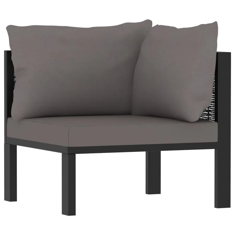 Salon de jardin 9 pcs avec coussins Résine tressée Anthracite - 6