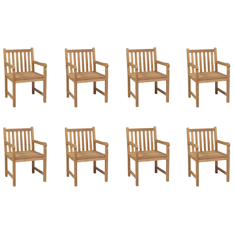 Chaises d'extérieur lot de 8 Bois de teck solide