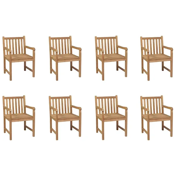 Chaises d'extérieur lot de 8 Bois de teck solide