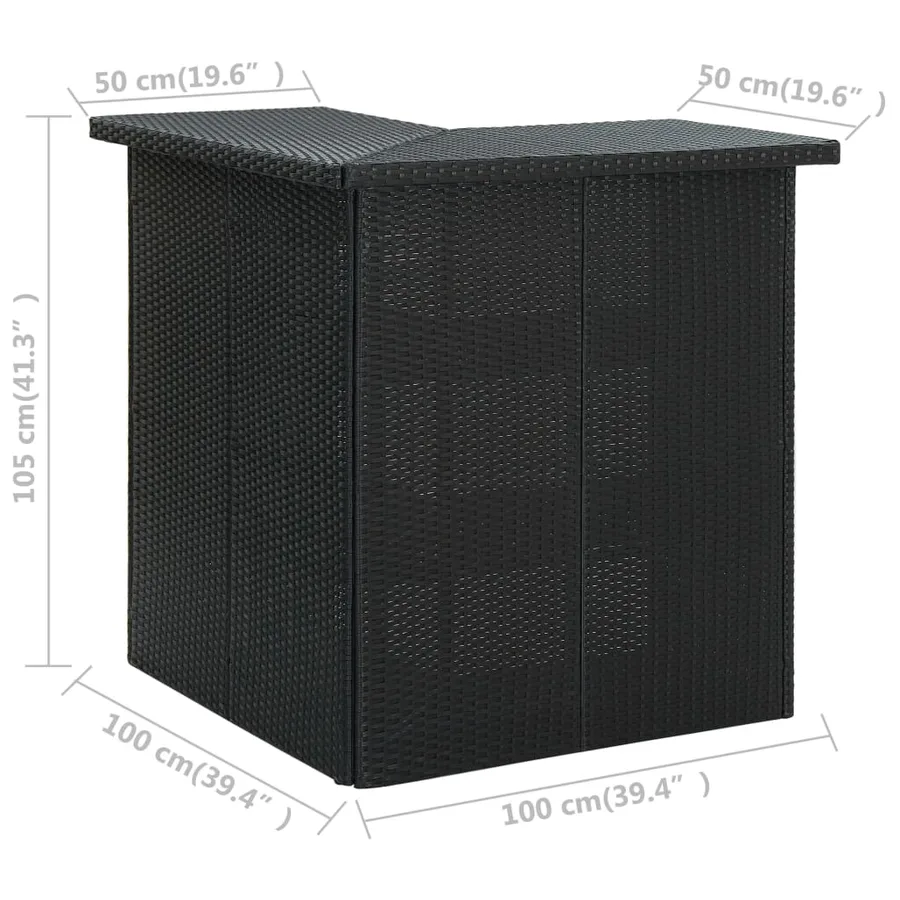 Ensemble de bar de jardin 4 pcs et coussins Résine tressée Noir - 12