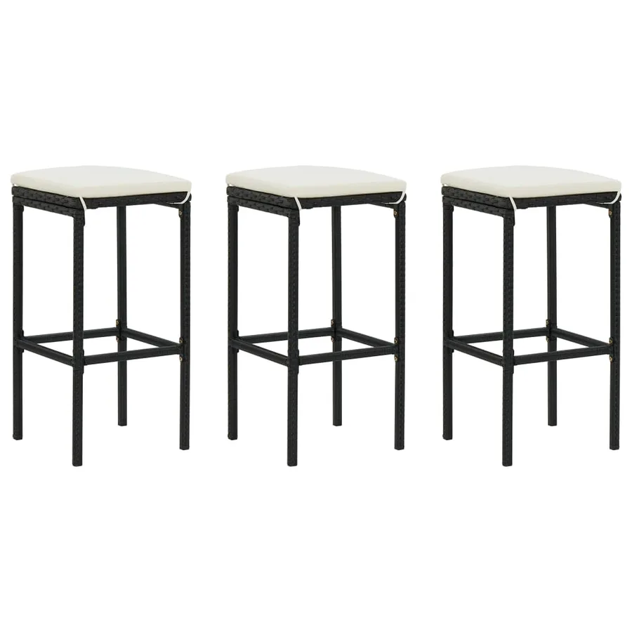 Ensemble de bar de jardin 4 pcs et coussins Résine tressée Noir - 7