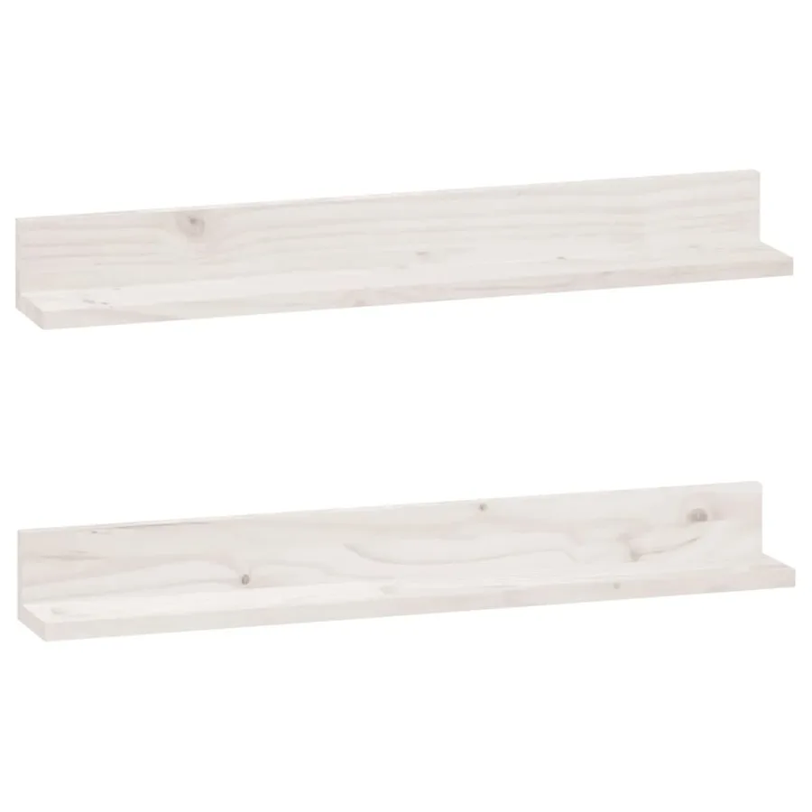 Étagères murales 2 pcs Blanc 80x11x9 cm Bois de pin massif - 2