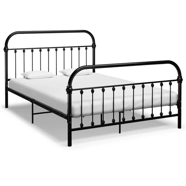 Cadre de lit sans matelas noir métal 120x200 cm