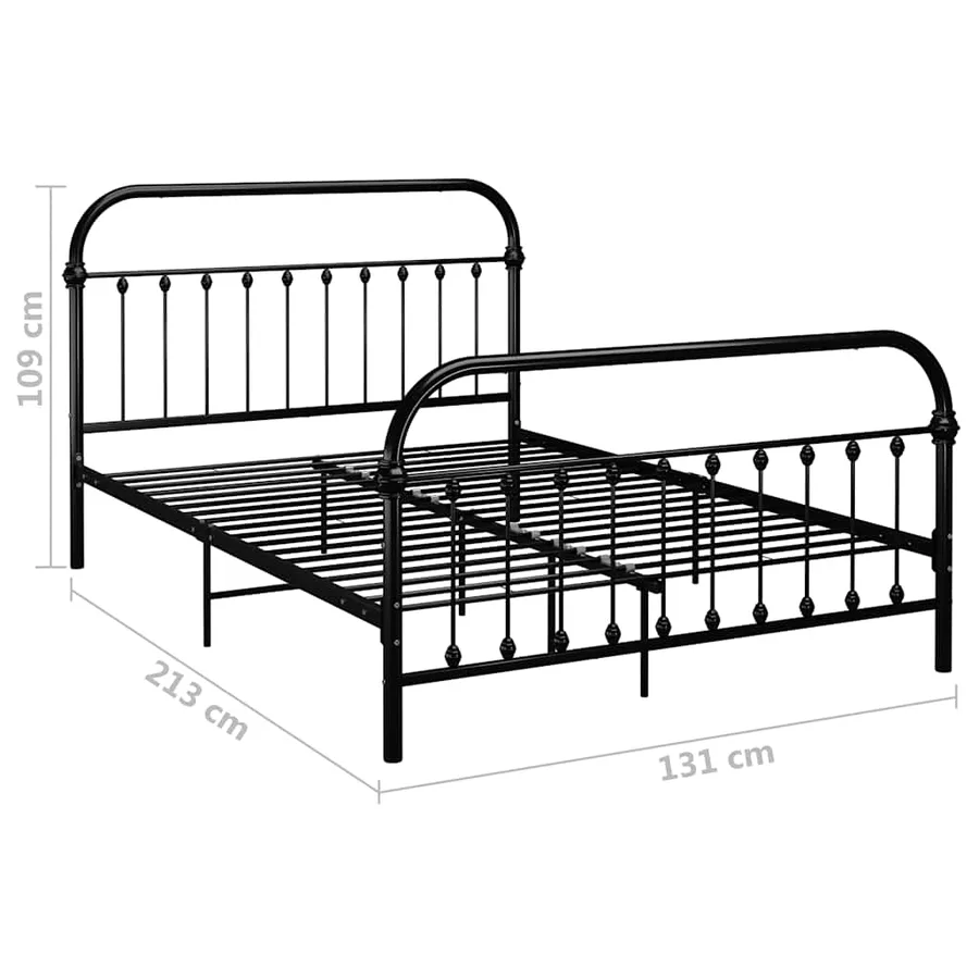 Cadre de lit sans matelas noir métal 120x200 cm - 6