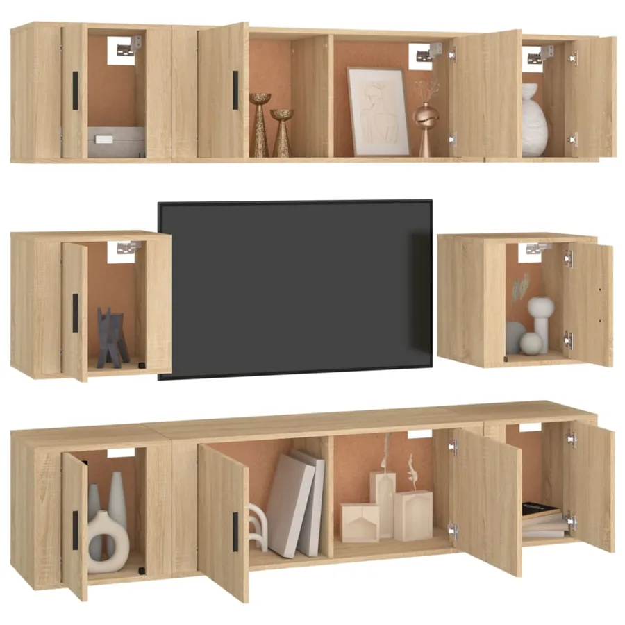 Ensemble de meubles TV 8 pcs Chêne sonoma Bois d'ingénierie - 3