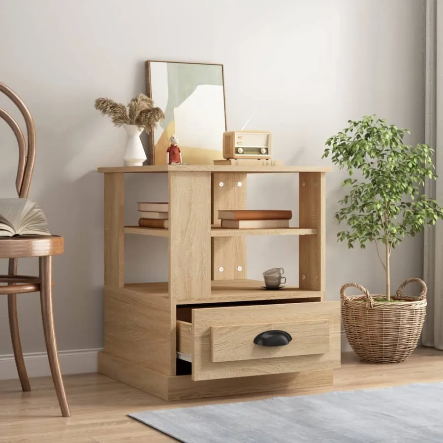 Table d'appoint chêne sonoma 50x50x60 cm bois d'ingénierie - 3