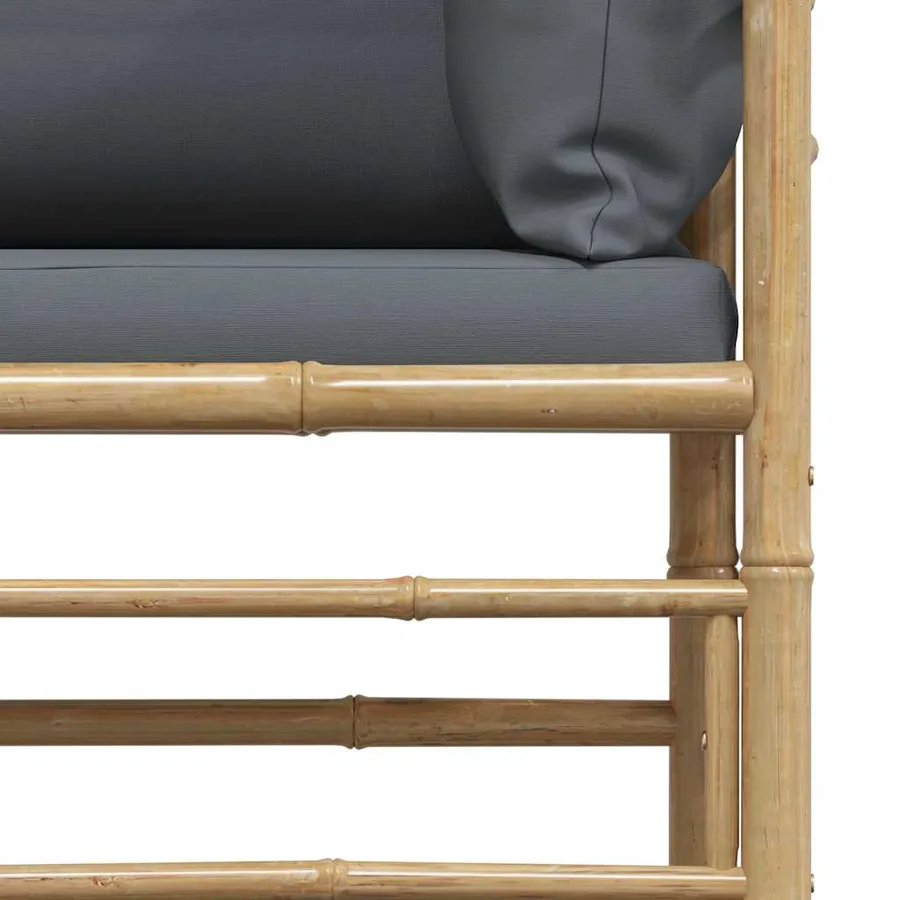 Salon de jardin 2 pcs avec coussins gris foncé Bambou - 13