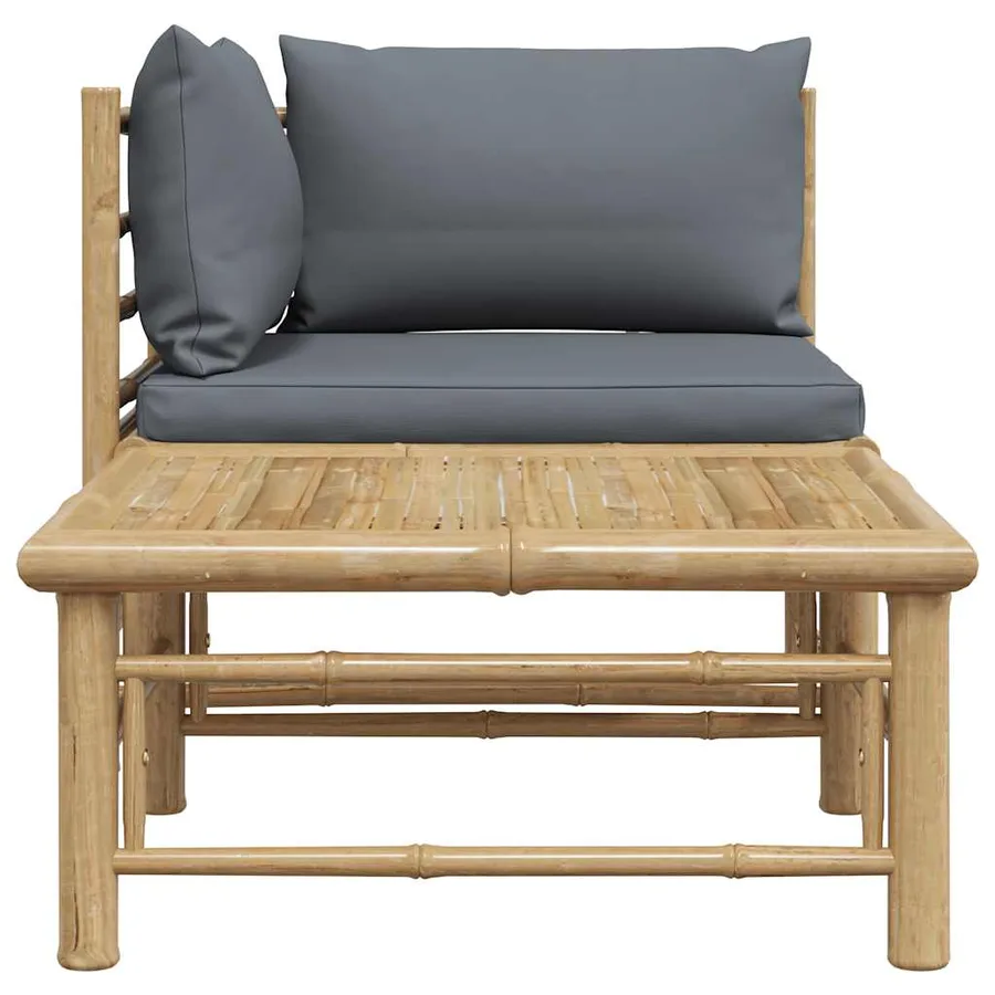 Salon de jardin 2 pcs avec coussins gris foncé Bambou - 8