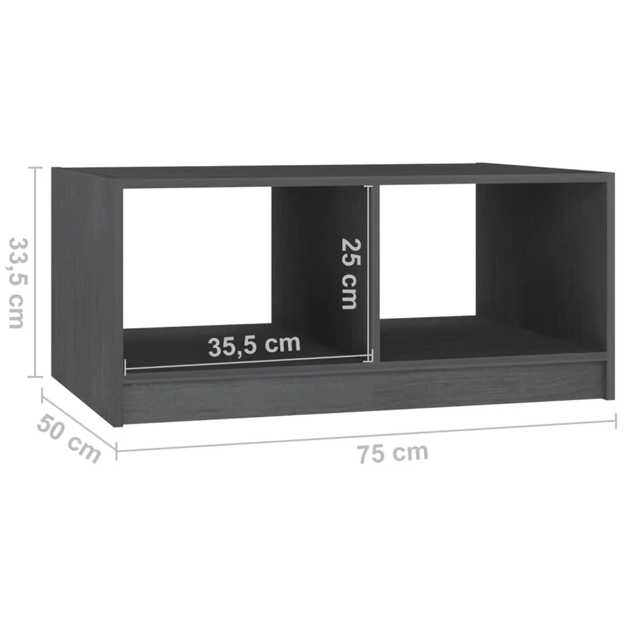 Table basse gris 75x50x33,5 cm bois de pin massif - 8