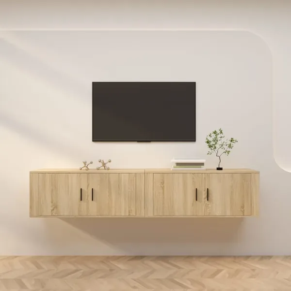 Meubles TV muraux 2 pcs chêne sonoma 100x34,5x40 cm