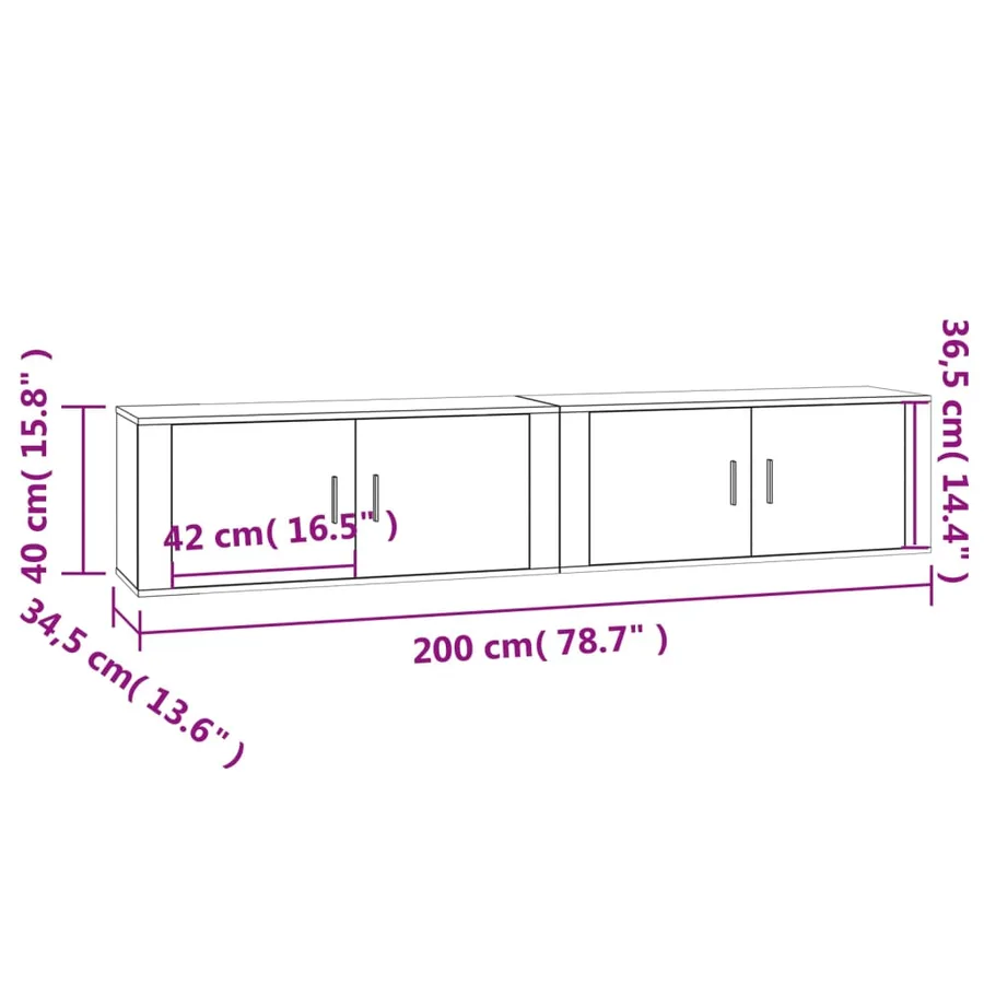 Meubles TV muraux 2 pcs chêne sonoma 100x34,5x40 cm - 8