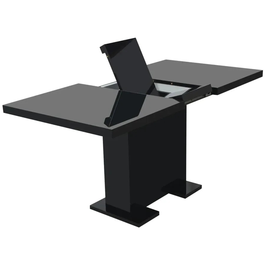 Table à manger extensible noir brillant - 3