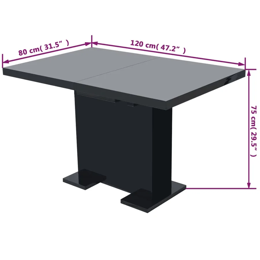 Table à manger extensible noir brillant - 7