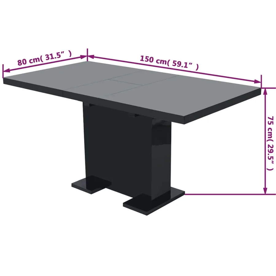 Table à manger extensible noir brillant - 8