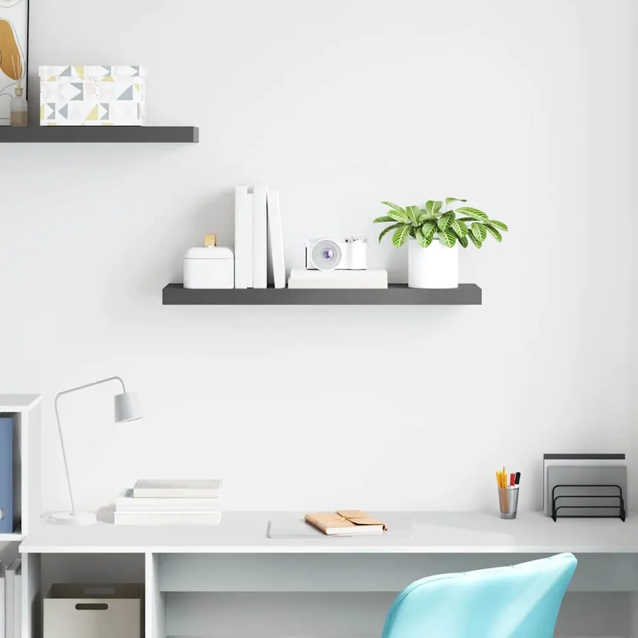 Étagère murale flottante Gris brillant 80x23,5x3,8 cm MDF - 3