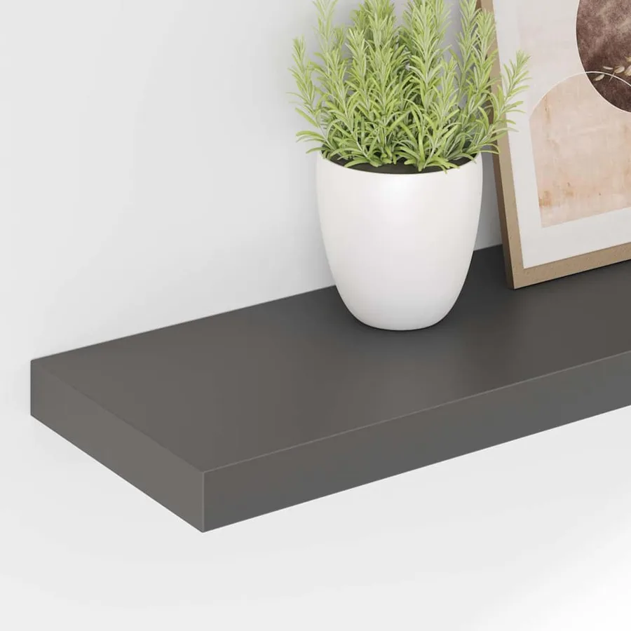 Étagère murale flottante Gris brillant 80x23,5x3,8 cm MDF - 4