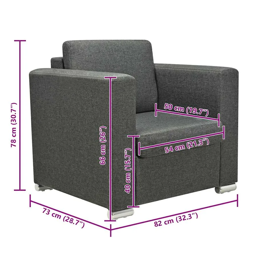Fauteuil gris foncé tissu - 7