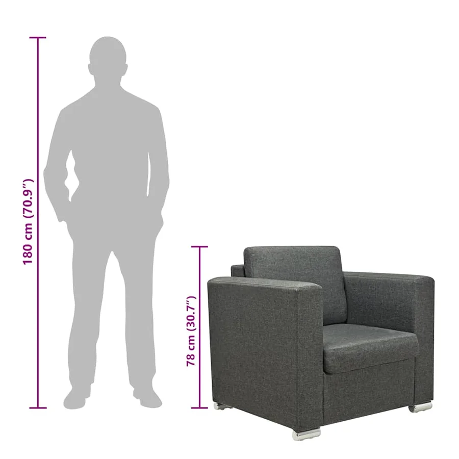 Fauteuil gris foncé tissu - 8
